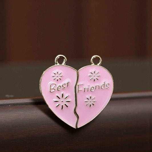 Pink Best Friends Magnetic Charm (Silver) - 1 Pc