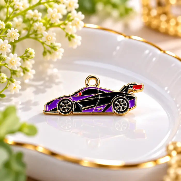 Purple Black Sports Car Charm