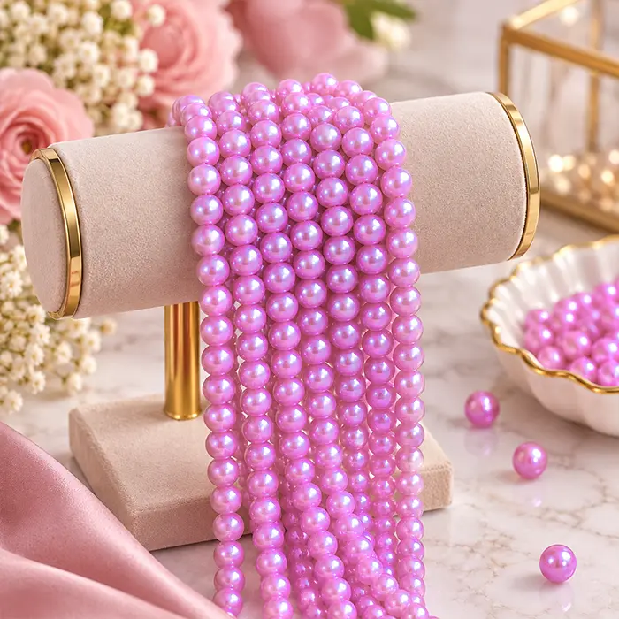 8mm Purplish Pink Pearl Beads