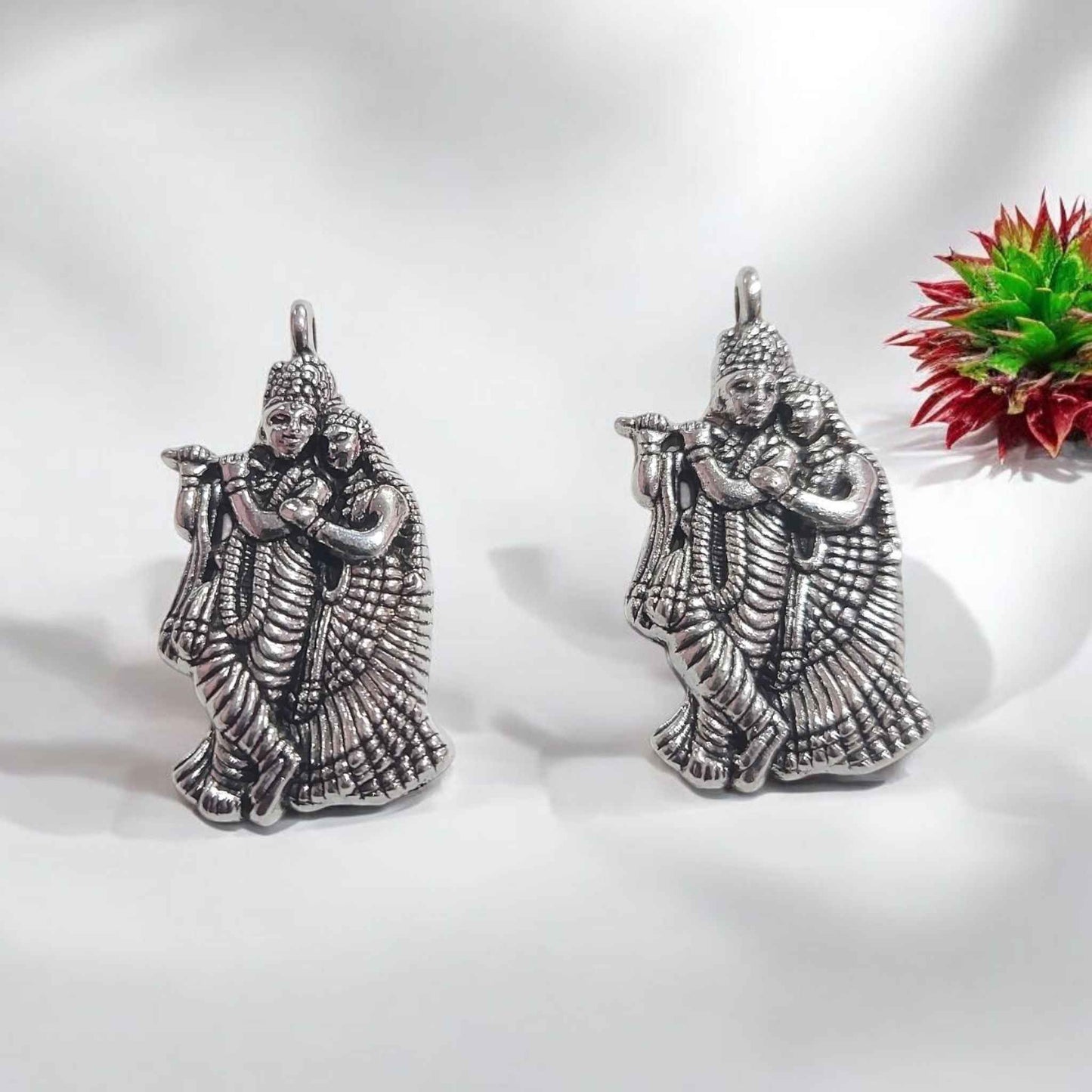 Krishna Radha Metal Charm