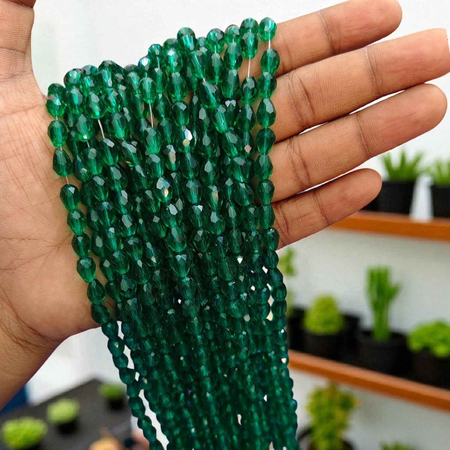 6mm Drop Beads - Green