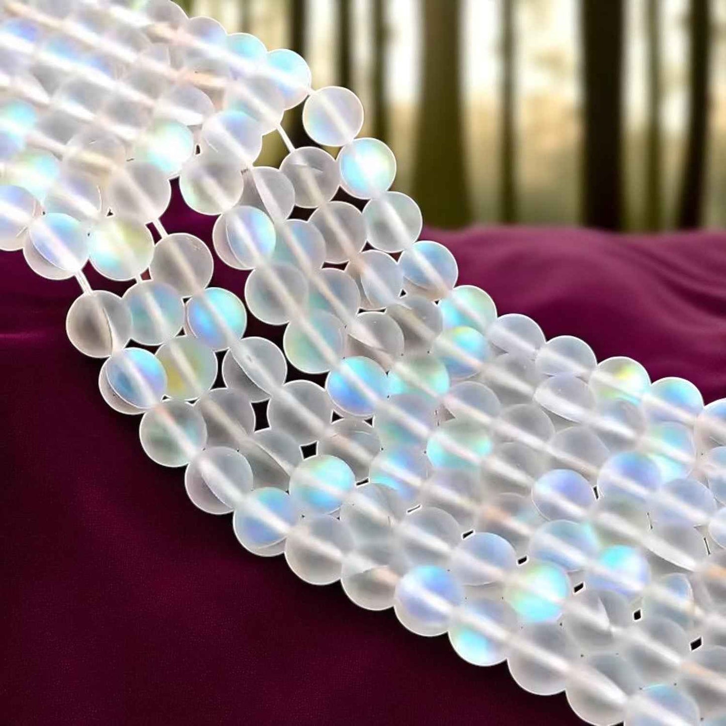 Rainbow Ice Matte Aura Beads 8mm