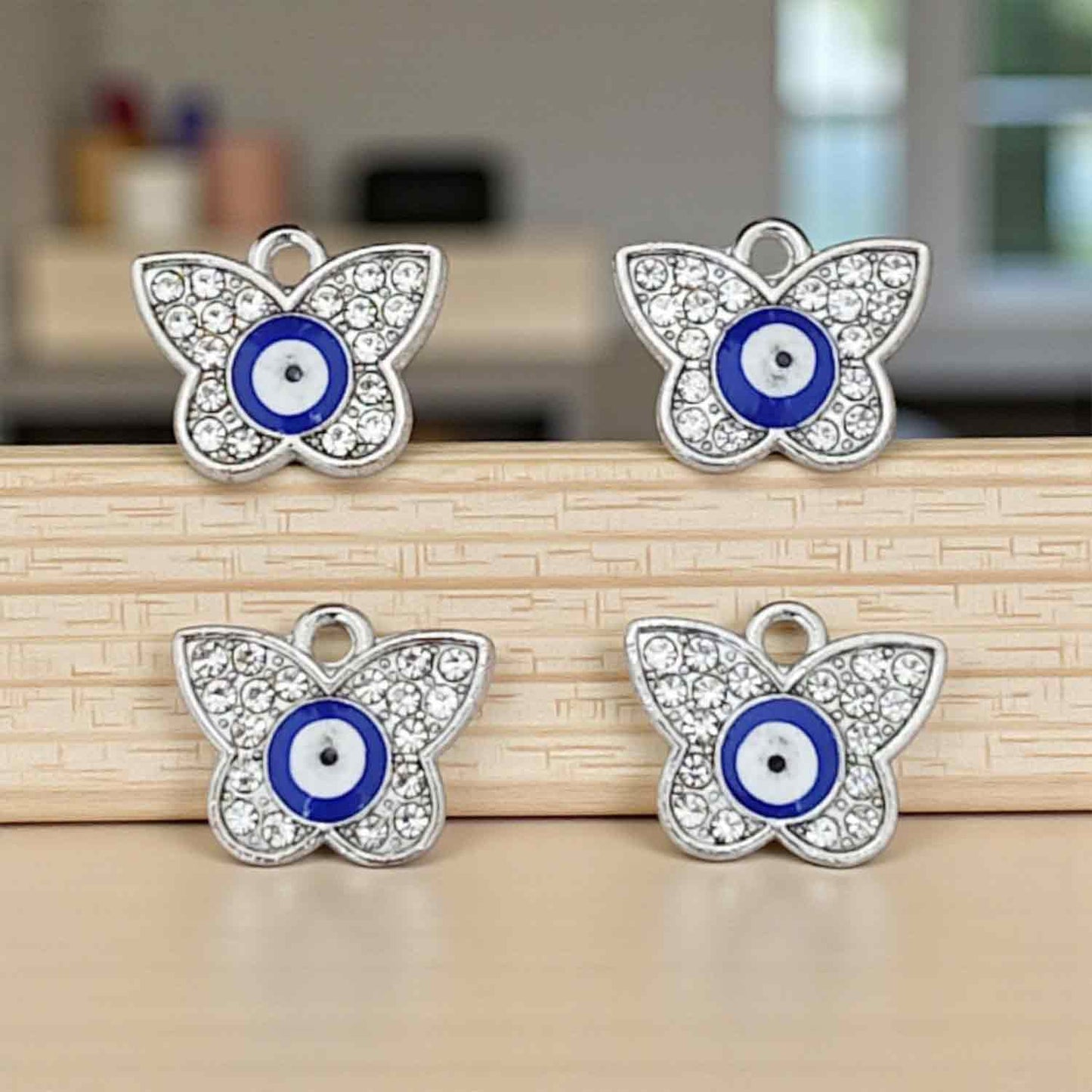 Rhinestone Butterfly Evil Eye Charm - 1 Pc