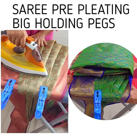 Durable saree pegs with strong grip and smooth edges, ideal for neatly hanging sarees in wardrobes or on hangers.