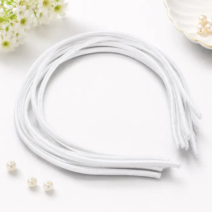 Satin-Wrapped Headband – White