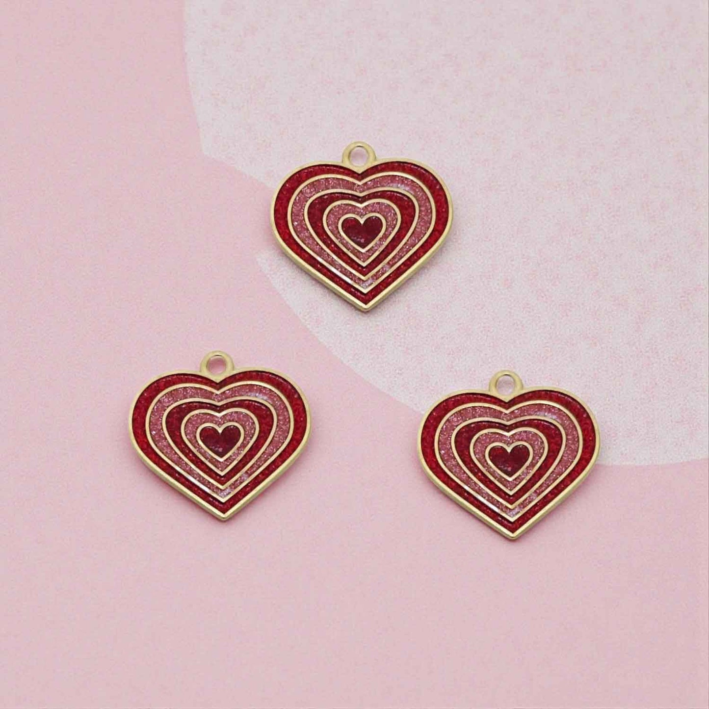 Shining Red Heart Valentine Charm - 1 Pc