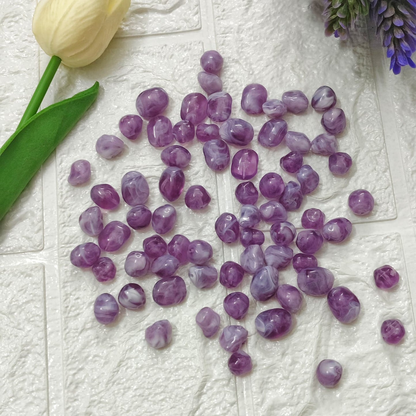 Shiny asymmetric purple stone for jewellery making with glossy finish