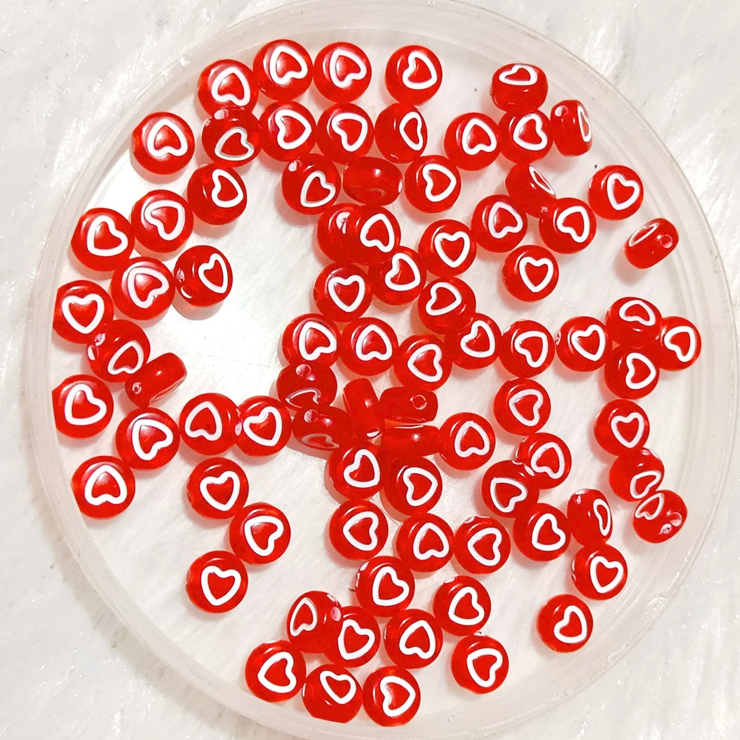Shiny Red Acrylic Heart Beads for DIY Crafts - 20 grams