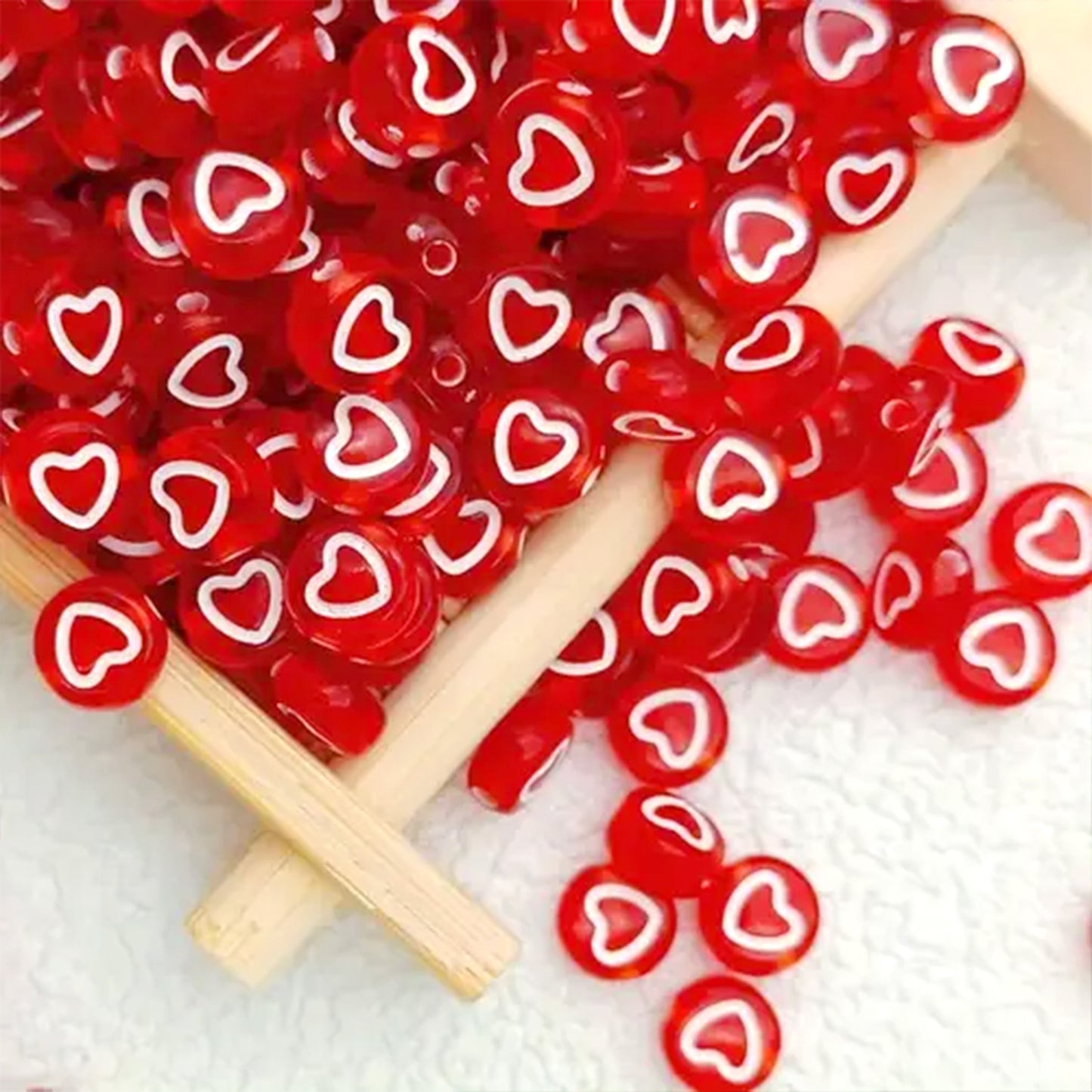 Shiny Red Acrylic Heart Beads for DIY Crafts - 20 grams