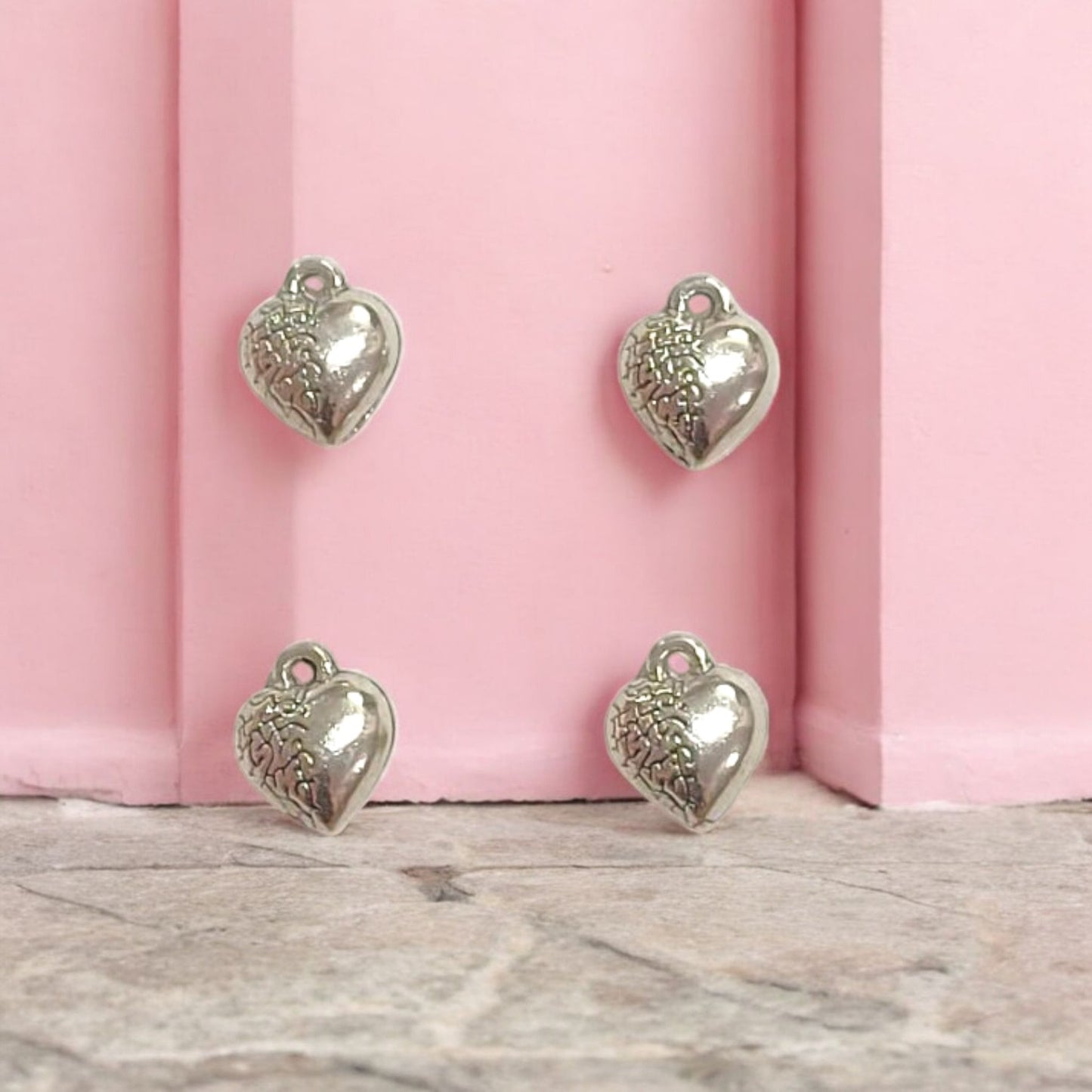 Silver Heart Charm Design #2 - 1 PC