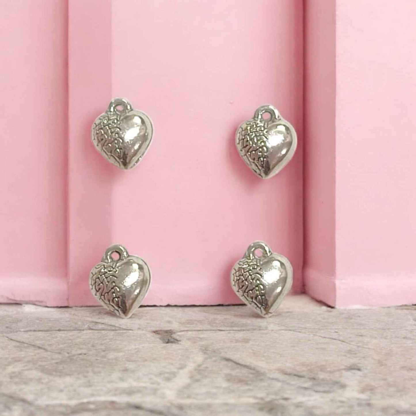 Silver Heart Charm Design #2 - 1 PC