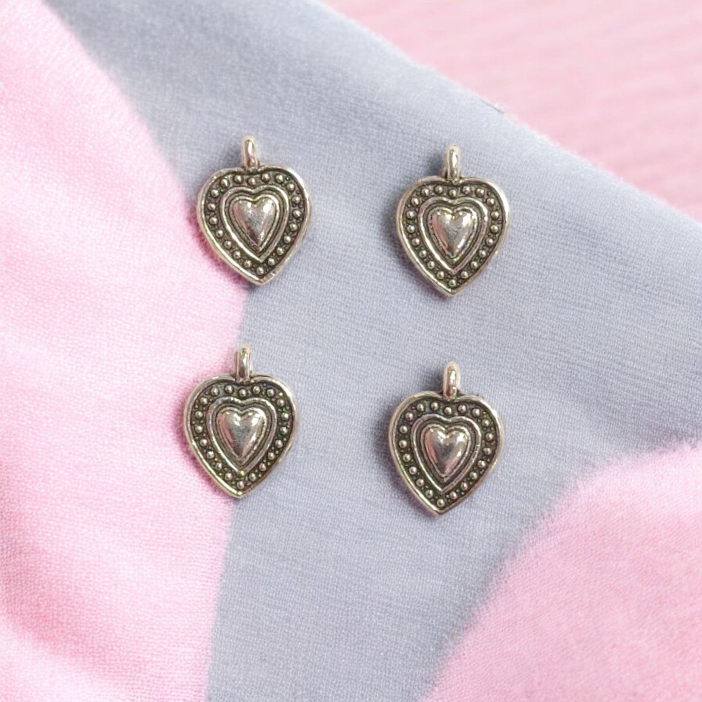 Silver Heart Charm Design #3 - 1 PC