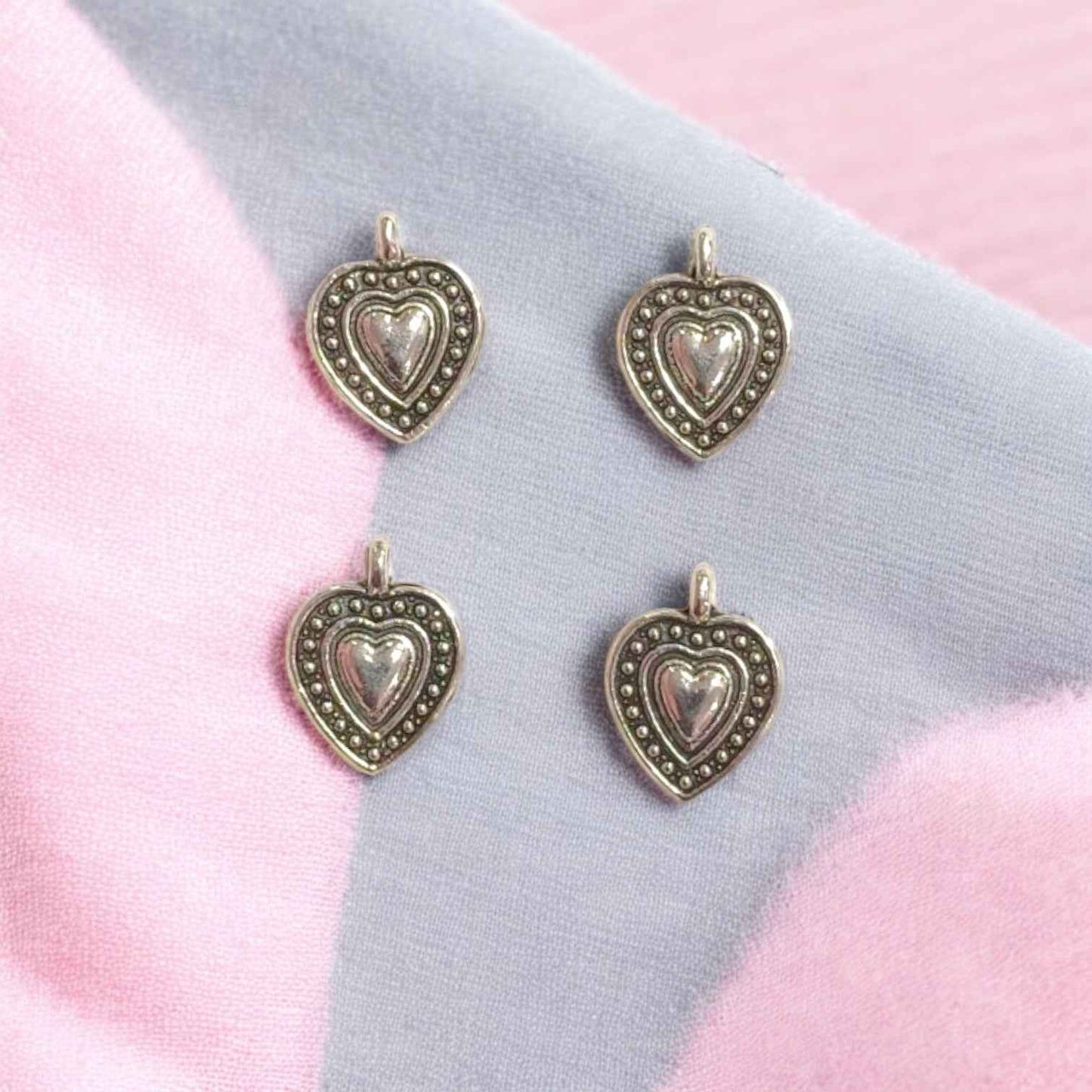 Silver Heart Charm Design #3 - 1 PC