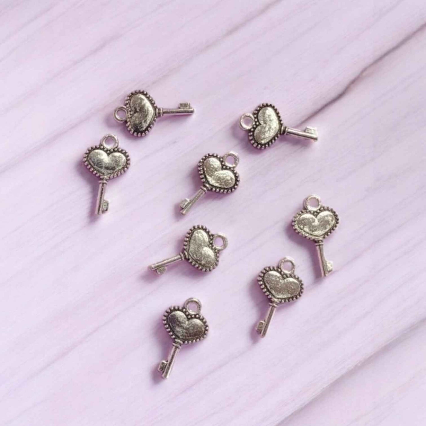 Silver Key Metal Charm