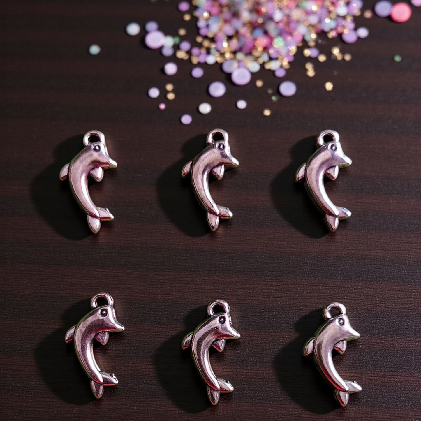 Silver metal dolphin charms for jewelry and craft making