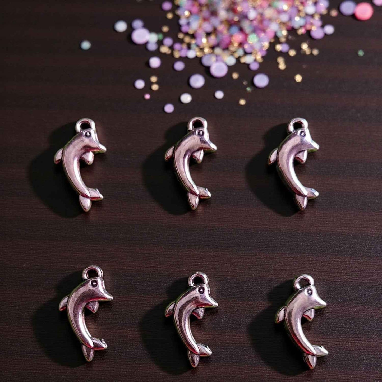Silver Metal Dolphin Charms - 1 Pc