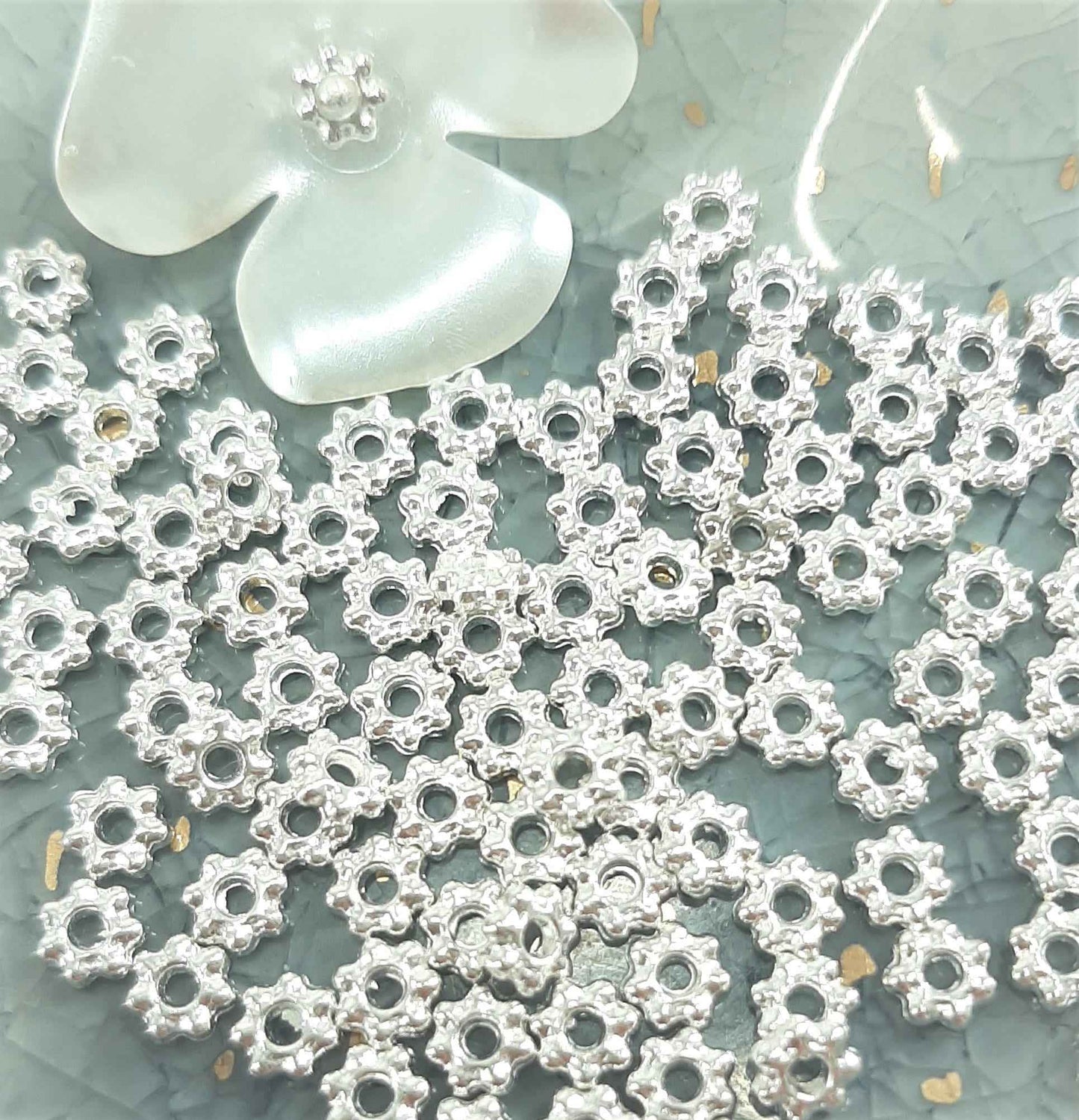 Silver Flower Spacer Beads for Jewelry Making