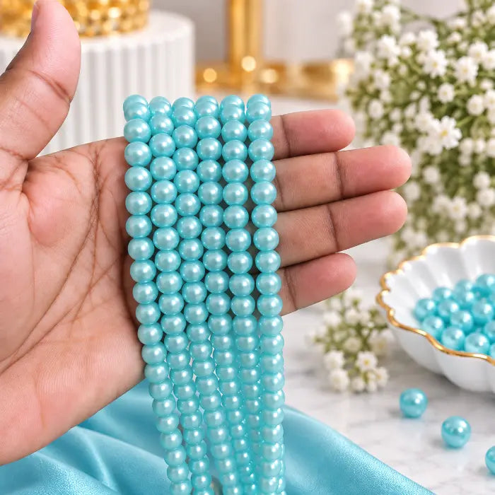 8mm Sky Blue Pearl Beads