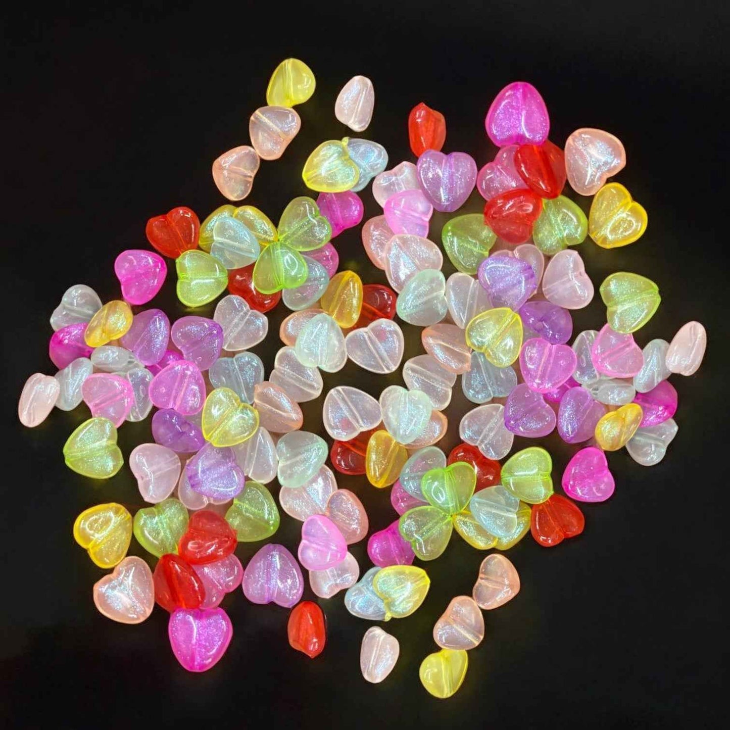 Heart Sparkle Glow beads for Phone Charm - 5 Pcs Mixed