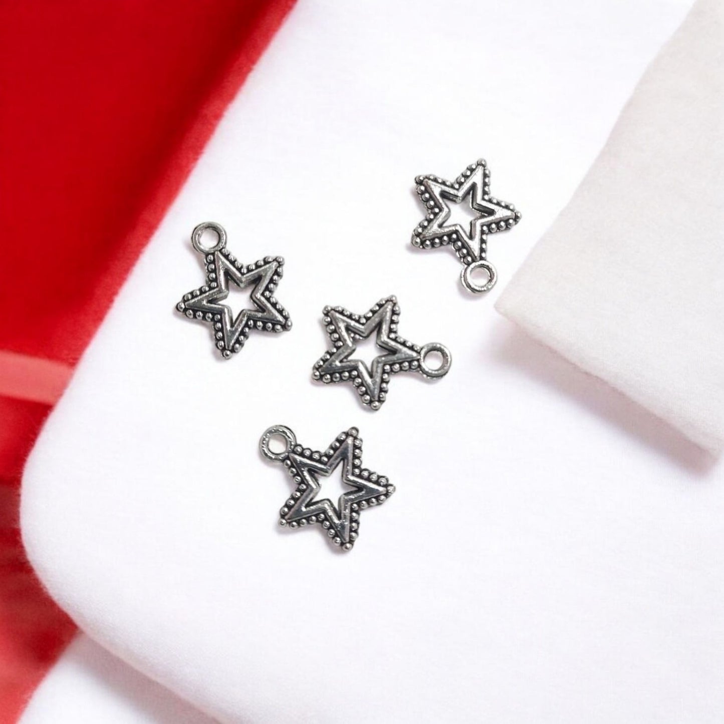 Star With Dotted Ring Silver Charm