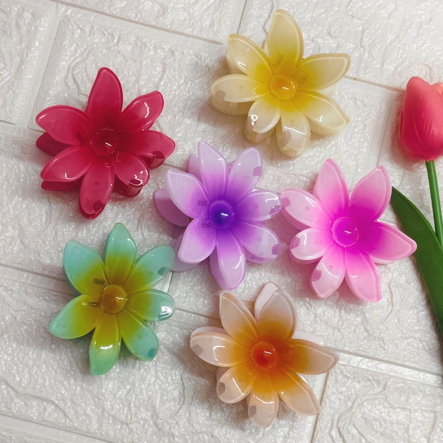 Sunflower Korean clip floral hair accessory with strong grip for women and girls