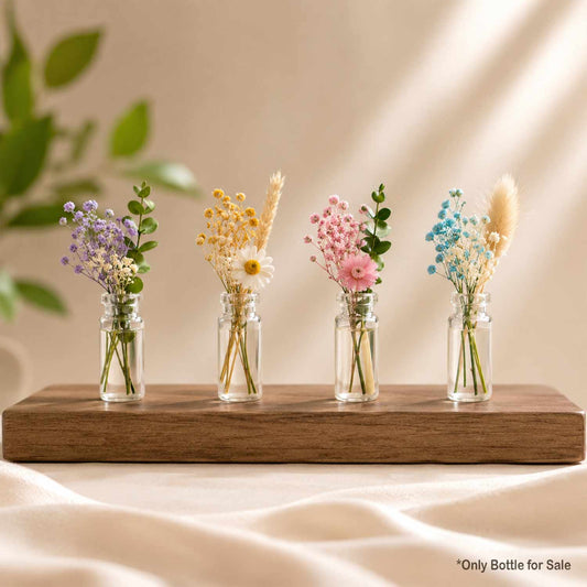 Mini Transparent Clear Glass Bottles With Sealing Rubber Cover - 5 Pcs