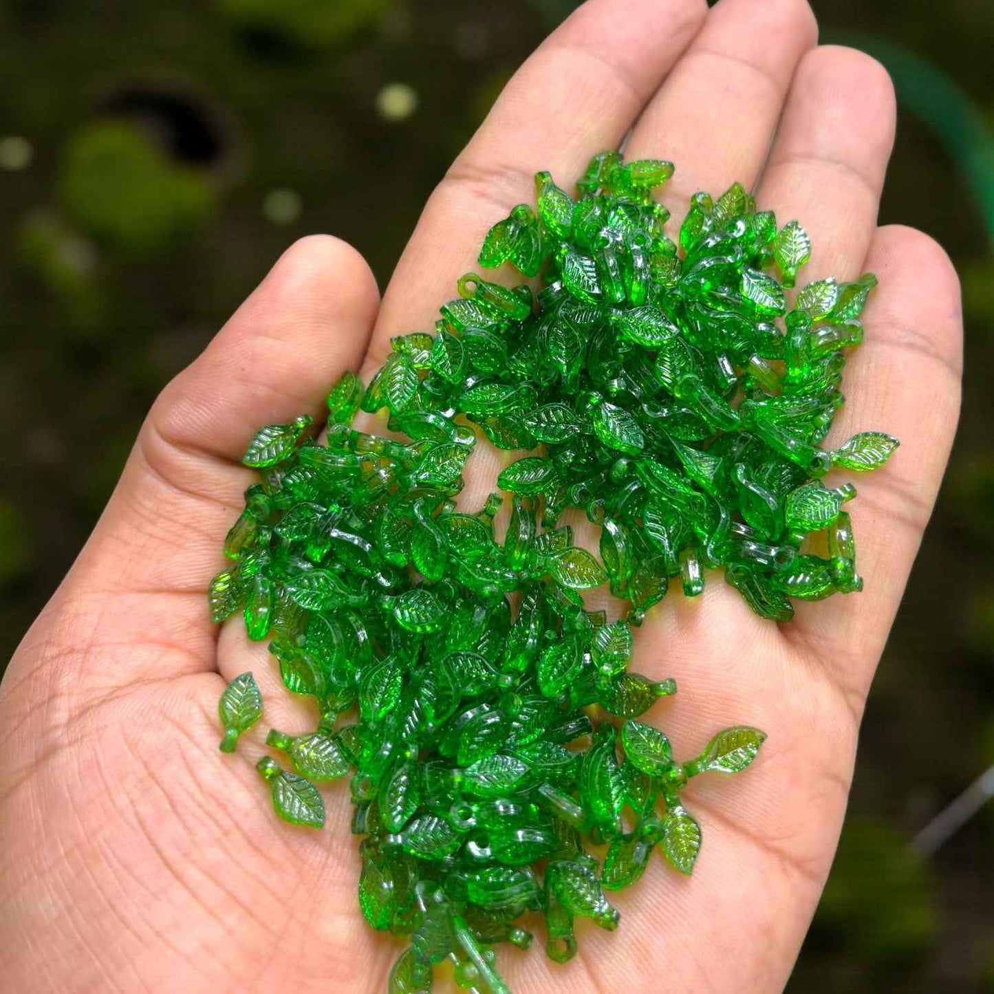 Acrylic Transparent Dark Green Leaf