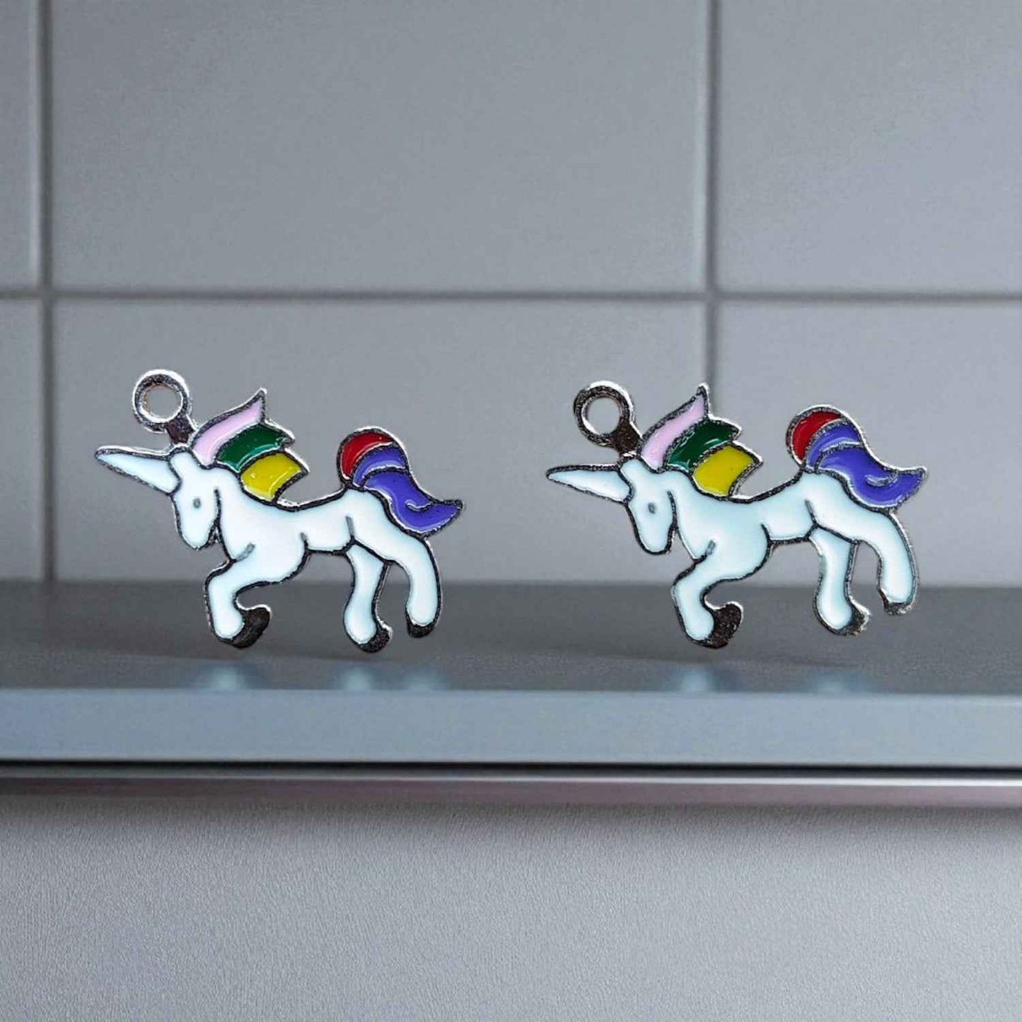 Multicolor Unicorn Charm Silver - 1 Pc