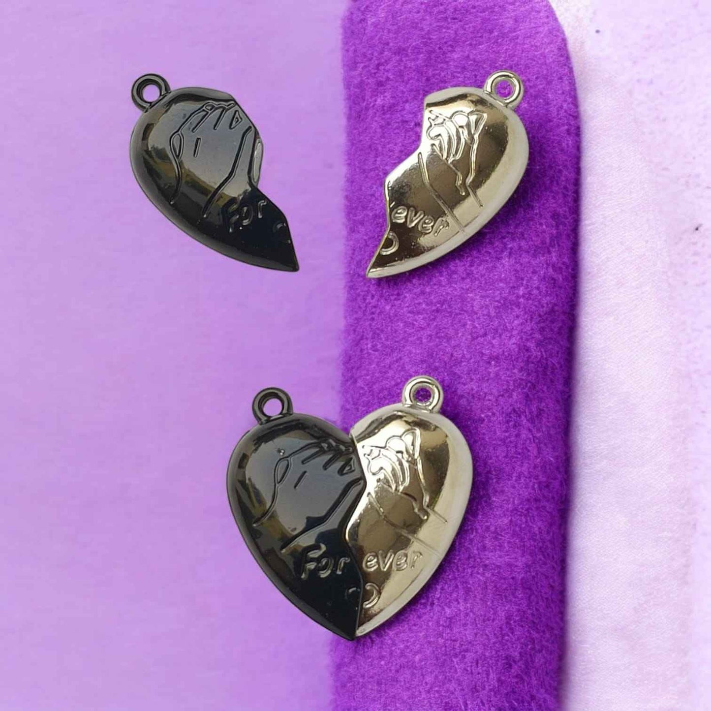 Forever Heart Magnetic Charm - Black and Silver