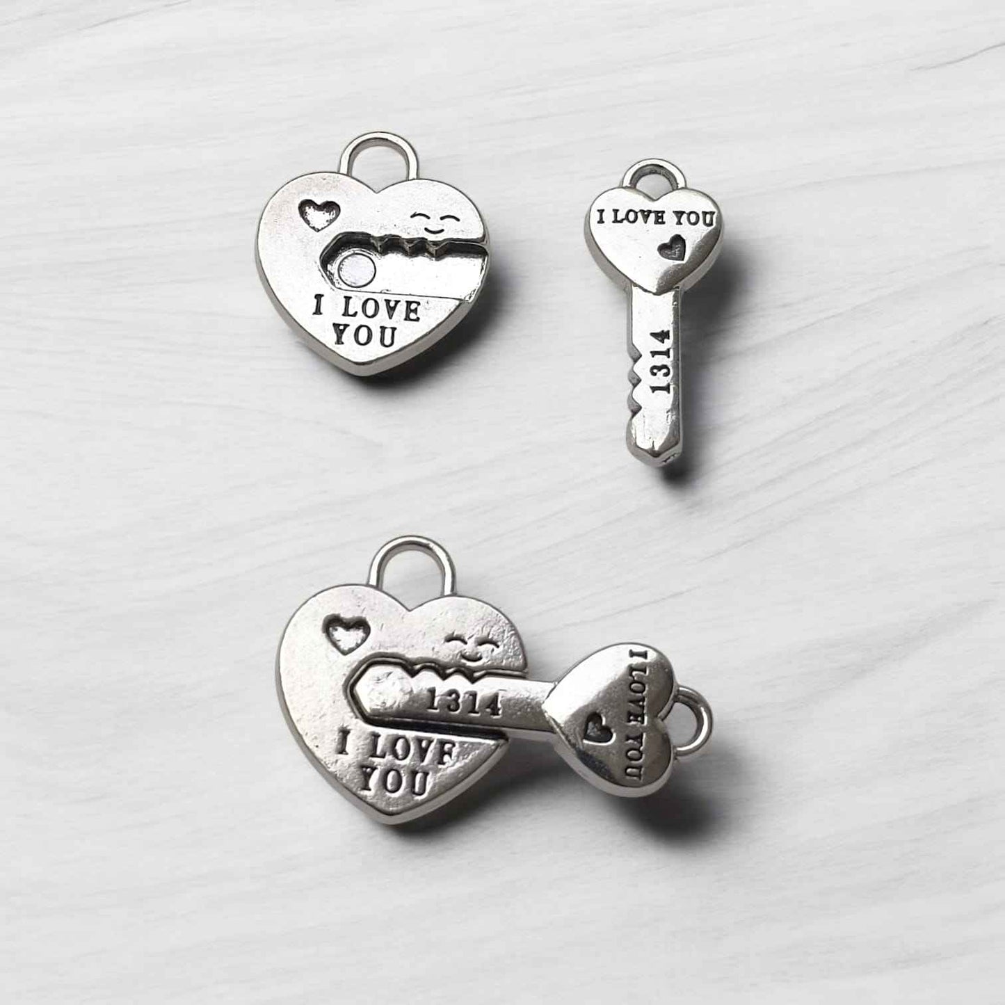 Lock and Key Magnetic Charm - Silver