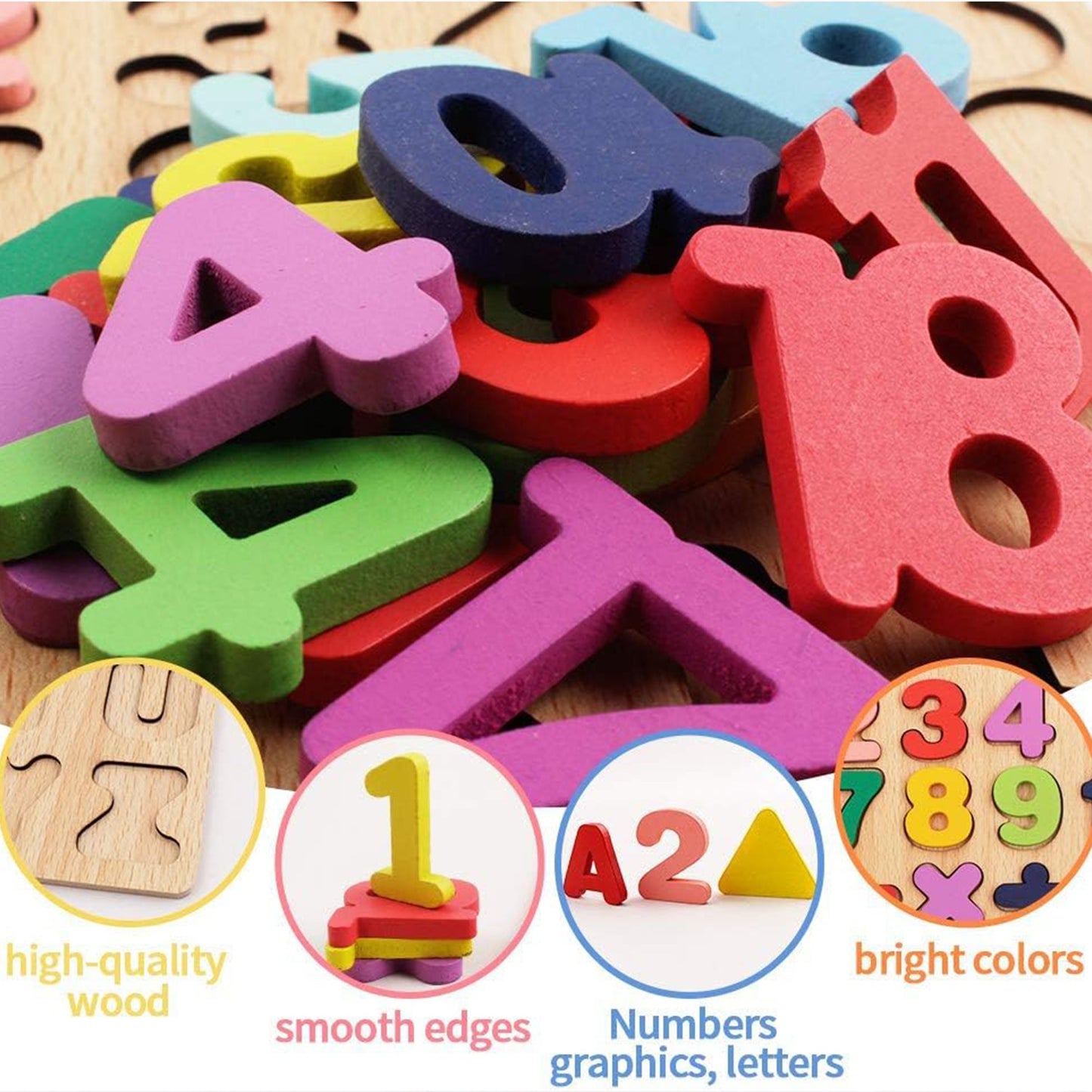 Wooden Alphabets and Number Board Puzzles for Kids