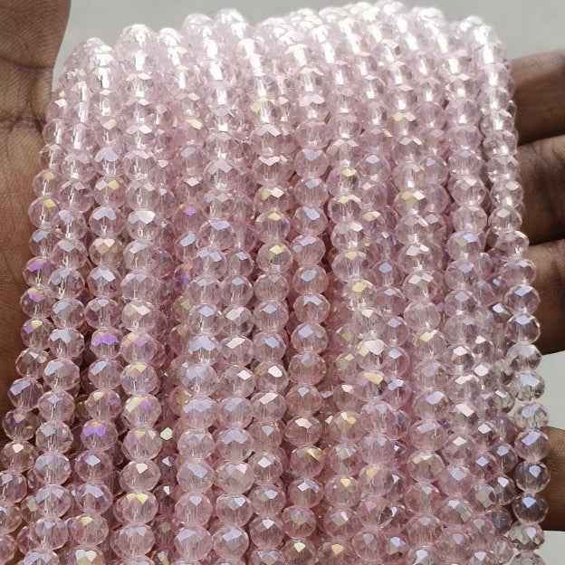 Light Pink Crystal Beads - 6 mm