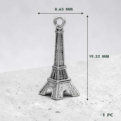 3D Eiffel Tower Silver Metal Charms