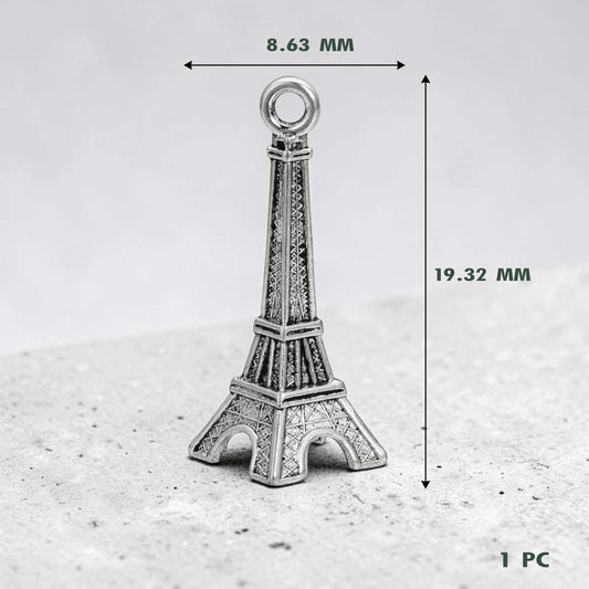 3D Eiffel Tower Silver Metal Charms