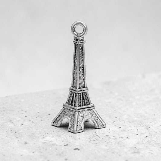 3D Eiffel Tower Silver Metal Charms