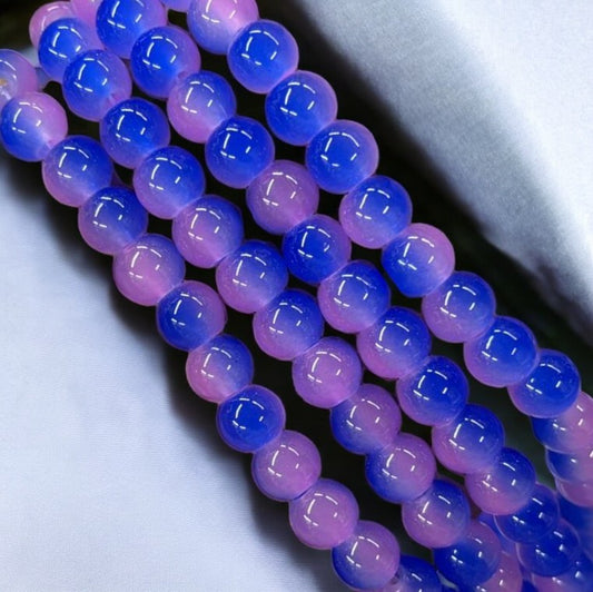 Navy Light Pink Dual Tone Jelly Beads - 8 mm