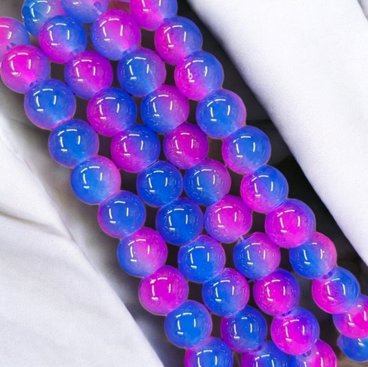 Dark Pink Navy Dual Tone Jelly Beads - 8 mm