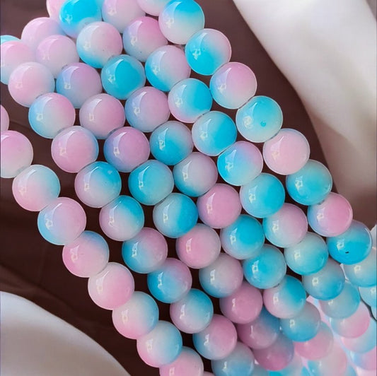 Light Pink Sky Blue Dual Tone Jelly Beads - 8 mm