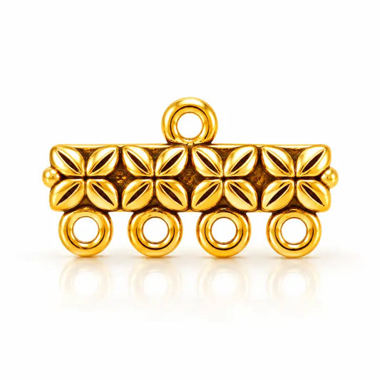 4 Hole Necklace Connector - Gold