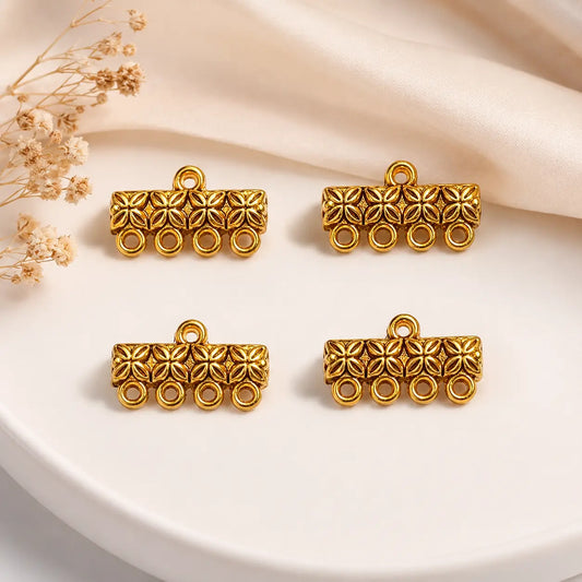4 Hole Necklace Connector - Gold - 1 PC