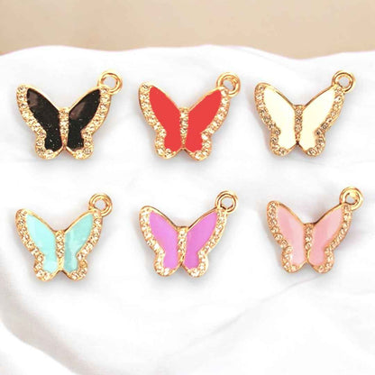 Butterfly Sliver Stone Gold Border Charm