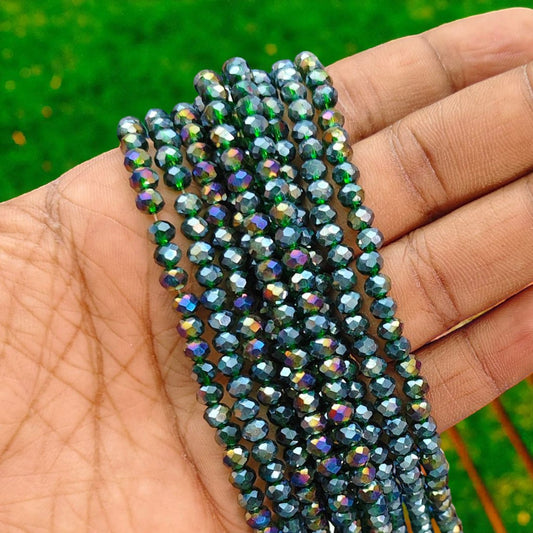 4mm turquoise green with gold crystal beads for jewelry and craft making