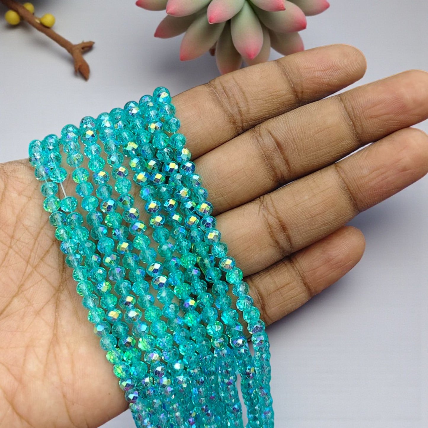 4mm Rainbow Shade Blue Crystal Beads for Jewellery Making