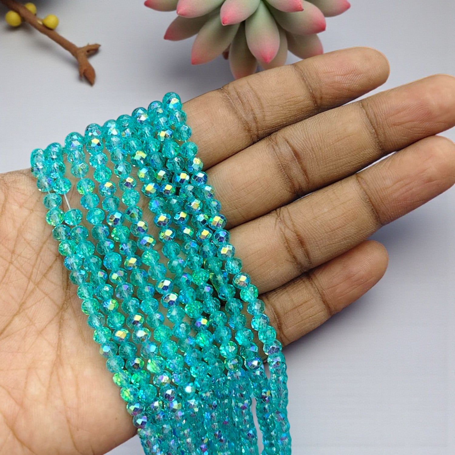 4mm Rainbow Shade Blue Crystal Beads for Jewellery Making