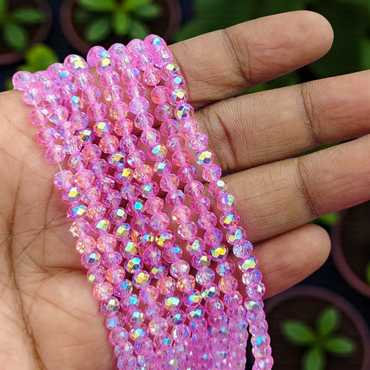 4mm Rainbow Shade Pink Crystal Beads for Jewellery Making