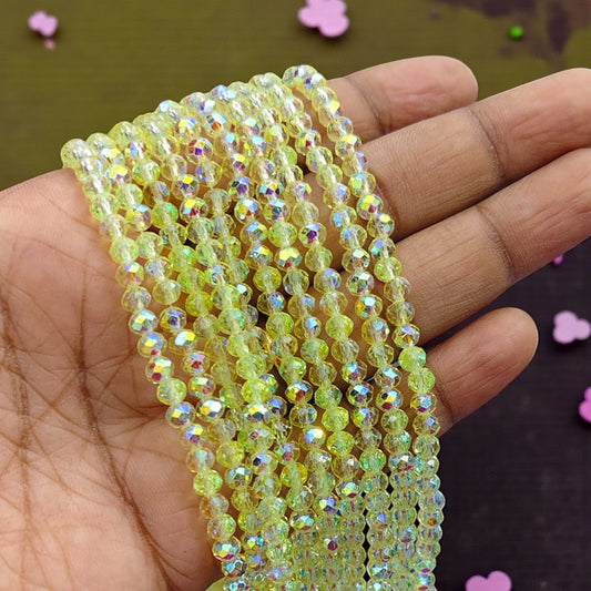 4mm rainbow shade crystal beads in Yellow color for jewelry and DIY craft making