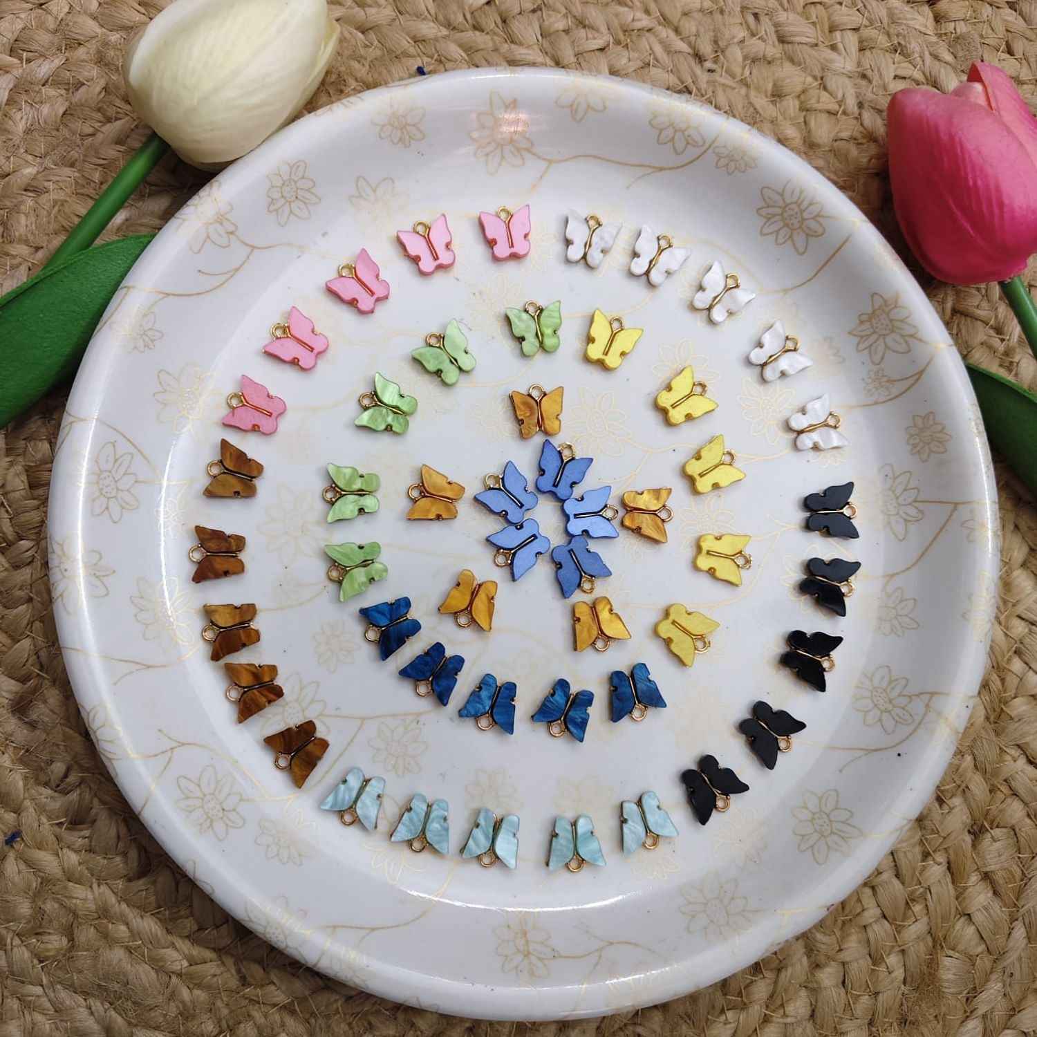 50 Pcs Mixed Color Jelly Butterfly Charms Combo