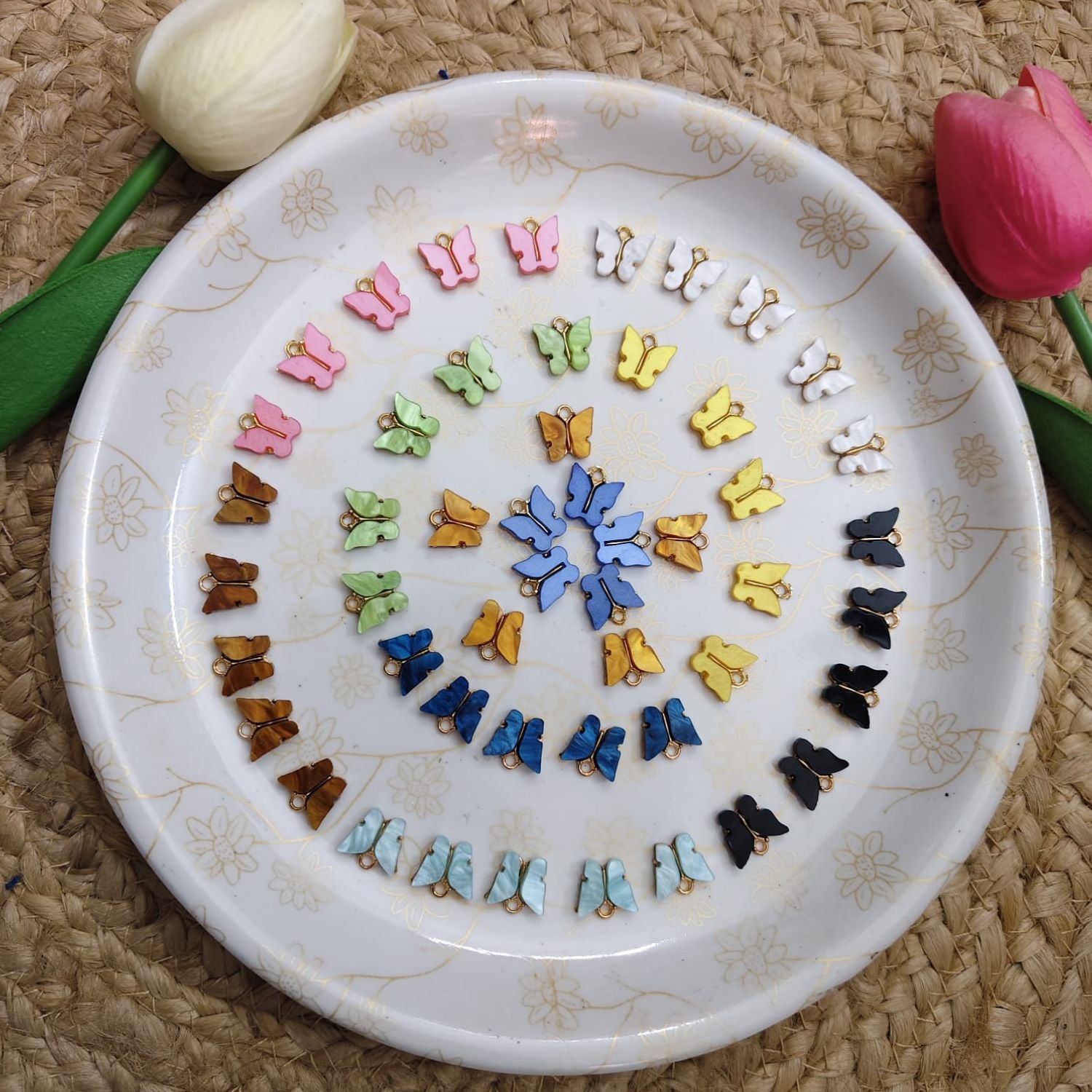 50 pcs mixed jelly butterfly charms combo for jewellery making, DIY crafts, bracelets, keychains and kids accessories – colorful transparent butterfly charms