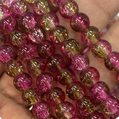 Wine Green Multi Crackle Beads 8mm