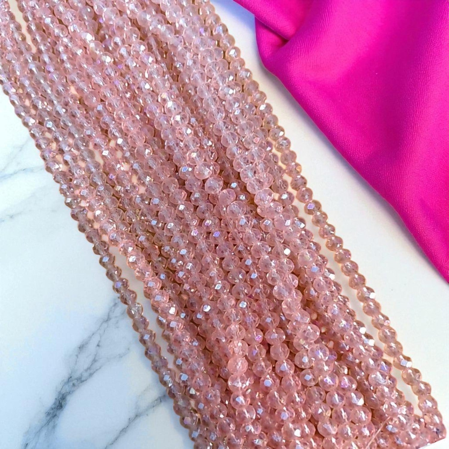 6mm light peach color crystal beads for jewelry making and crafts